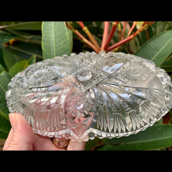 Antique American Brilliant Glass Art Deco Sawtooth Candy Dish - Picture 2 of 5